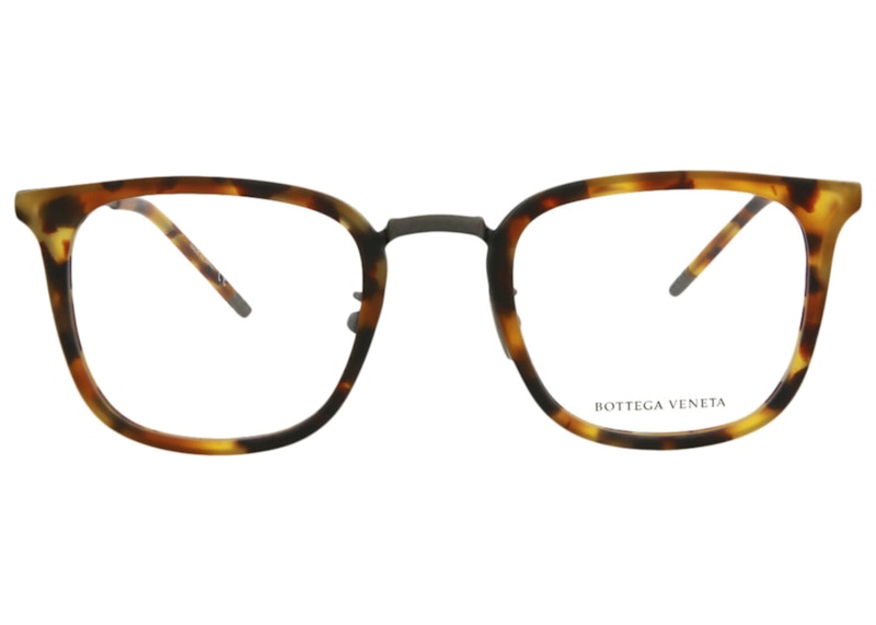 Bottega Veneta Square-Frame Acetate Optical Frames Havana/Ruthenium/Transparent (BV0111O-30001153-002)