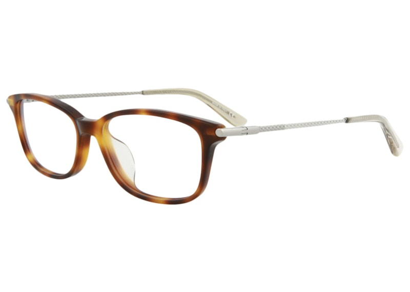 Bottega Veneta Square-Frame Acetate Optical Frames Havana/Ruthenium/Transparent (BV0257OA-30008298-003)