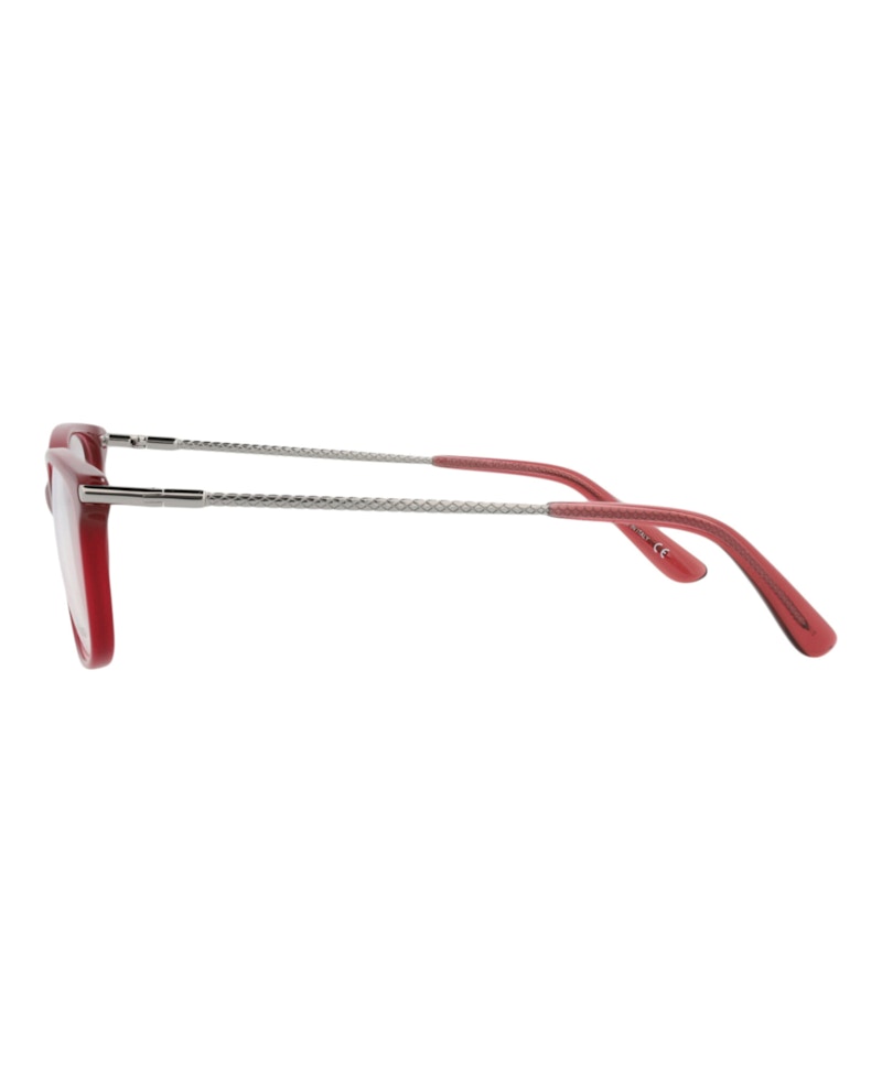 Bottega Veneta Square-Frame Acetate Optical Frames Red Ruthenium Transparent (BV0255O-30008296-004)