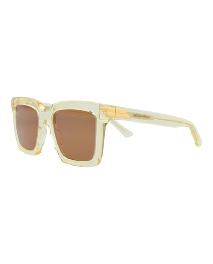 Bottega Veneta Square-Frame Acetate Sunglasses Beige Beige Brown (BV1005S-30008310-005)