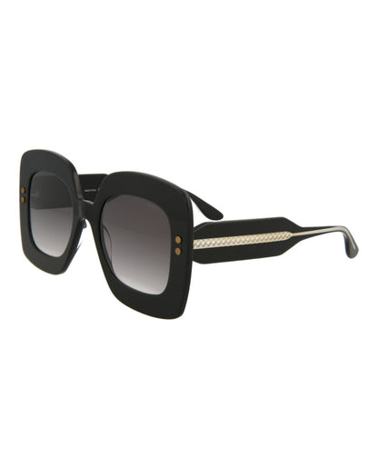 Bottega Veneta Square-Frame Acetate Sunglasses Black/Crystal/Grey (BV0237S-30006511-001)