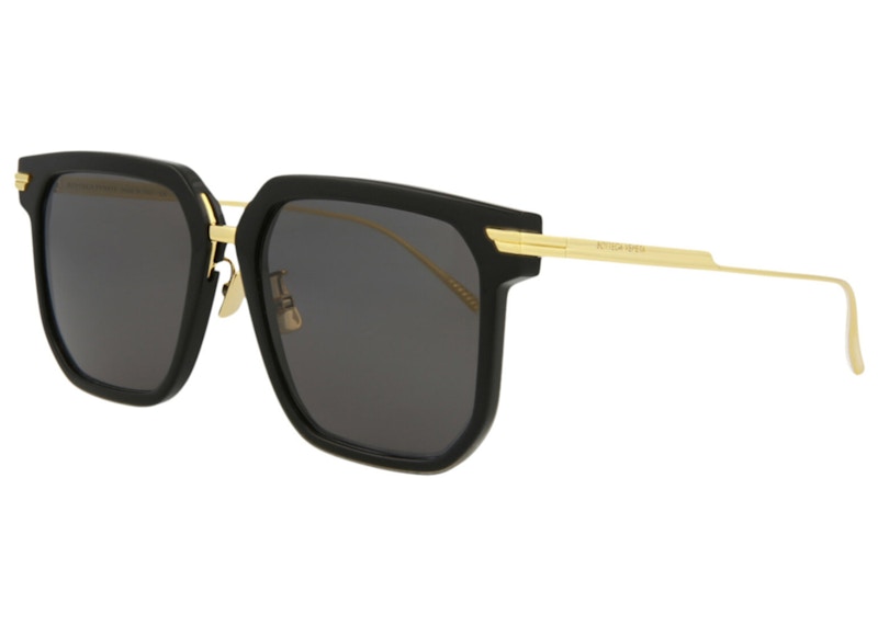 Bottega Veneta Square-Frame Acetate Sunglasses Black/Gold/Grey (BV1083SA-30009178-001)