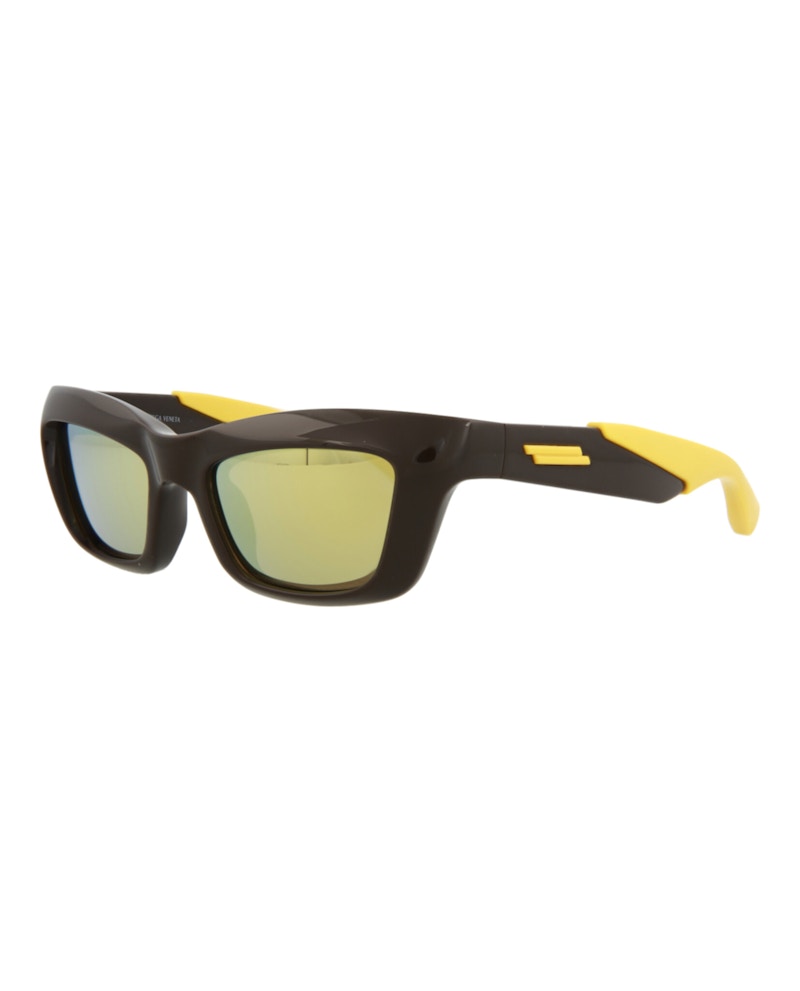Bottega Veneta Square-Frame Injection Sunglasses Brown Brown Gold (BV1182S-30013671-002)