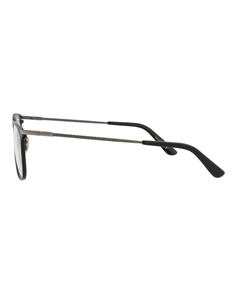 Bottega Veneta Square-Frame Metal Optical Frames Black Silver Transparent (BV0233O-30007213-001)