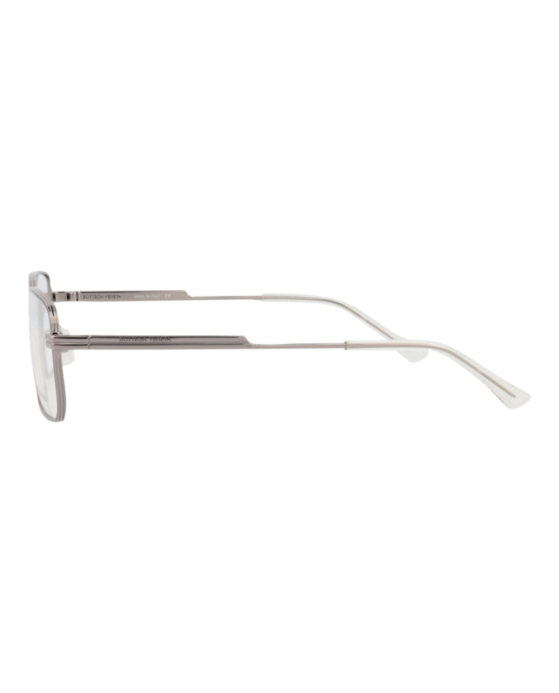 Bottega Veneta Square-Frame Metal Optical Frames Ruthenium Ruthenium Transparent (BV1043O-30008506-003)