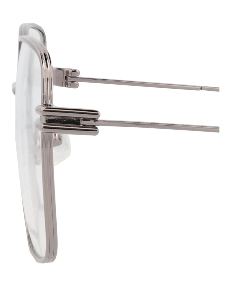 Bottega Veneta Square-Frame Metal Optical Frames Ruthenium Ruthenium Transparent (BV1049O-30008555-003)