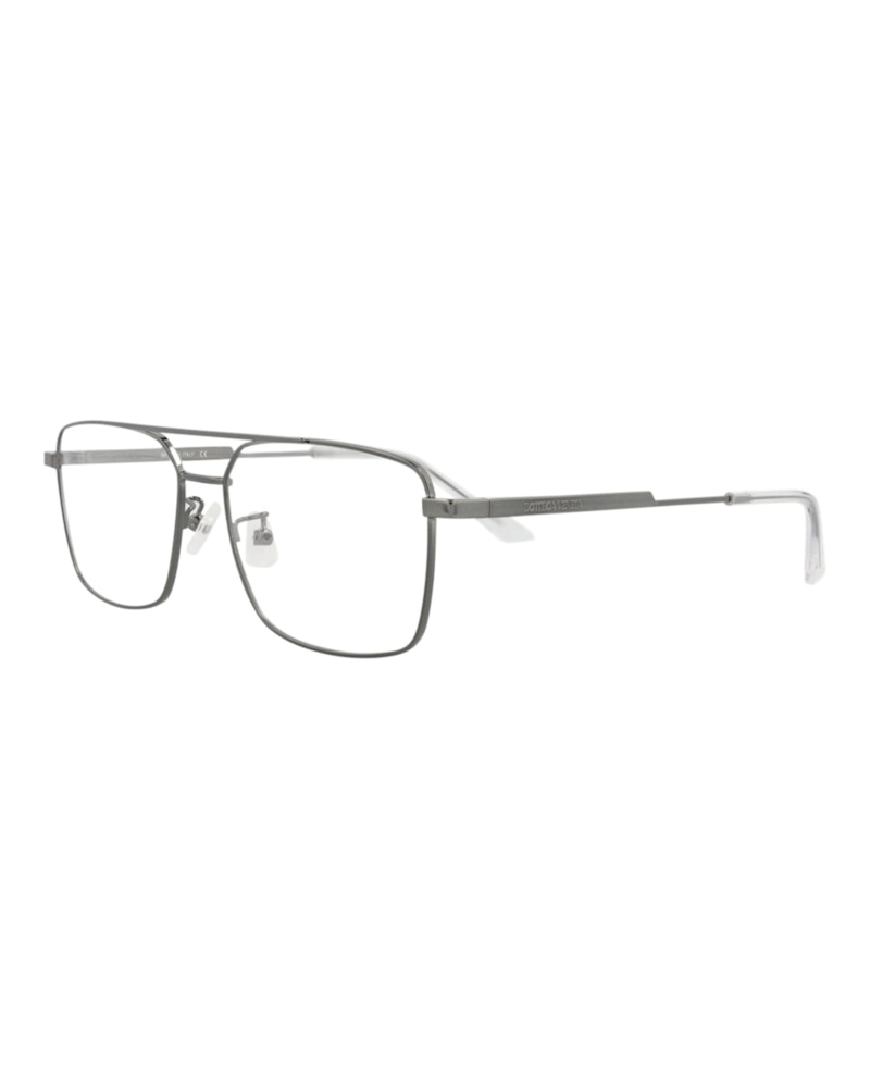 Bottega Veneta Square-Frame Metal Optical Frames Ruthenium Ruthenium Transparent (BV1072O-30009024-001)
