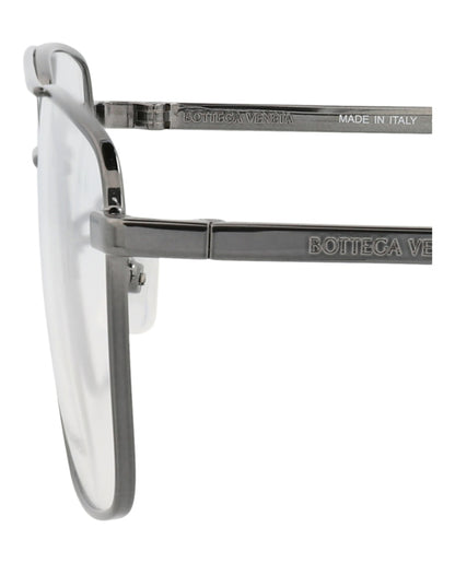 Bottega Veneta Square-Frame Metal Optical Frames Ruthenium Ruthenium Transparent (BV1072O-30009024-001)