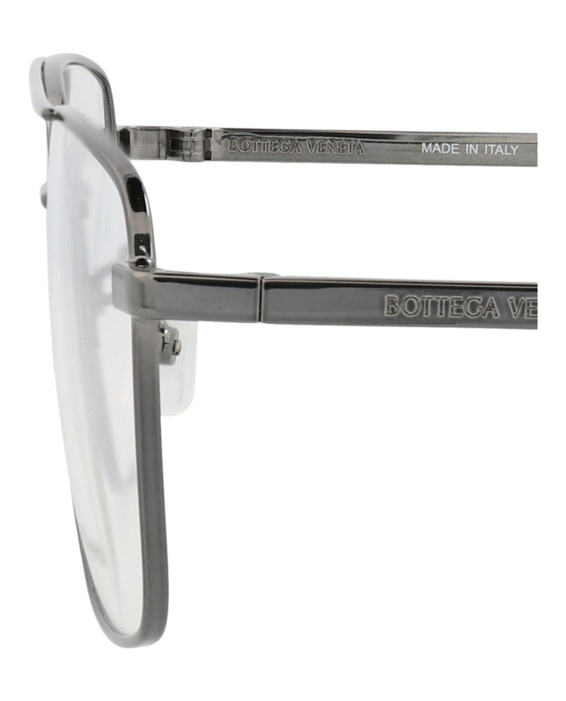 Bottega Veneta Square-Frame Metal Optical Frames Ruthenium Ruthenium Transparent (BV1072O-30009024-001)
