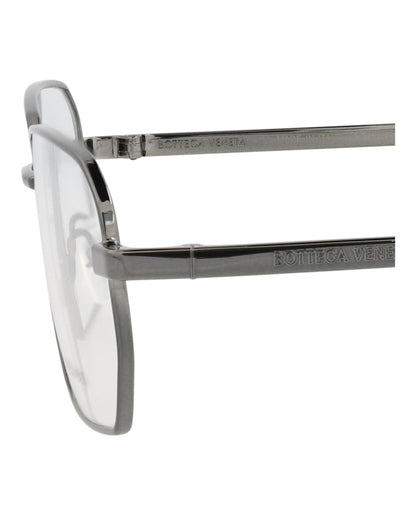 Bottega Veneta Square-Frame Metal Optical Frames Ruthenium Ruthenium Transparent (BV1073O-30009025-001)