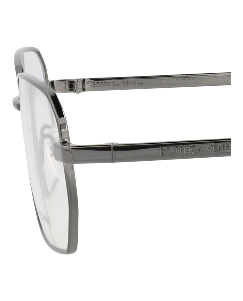 Bottega Veneta Square-Frame Metal Optical Frames Ruthenium Ruthenium Transparent (BV1073O-30009025-001)