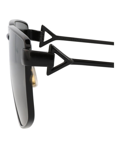 Bottega Veneta Square-Frame Metal Sunglasses Black Black Grey (BV1223S-30014273-001)