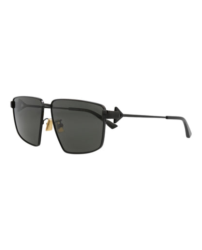 Bottega Veneta Square-Frame Metal Sunglasses Black Black Grey (BV1223S-30014273-001)