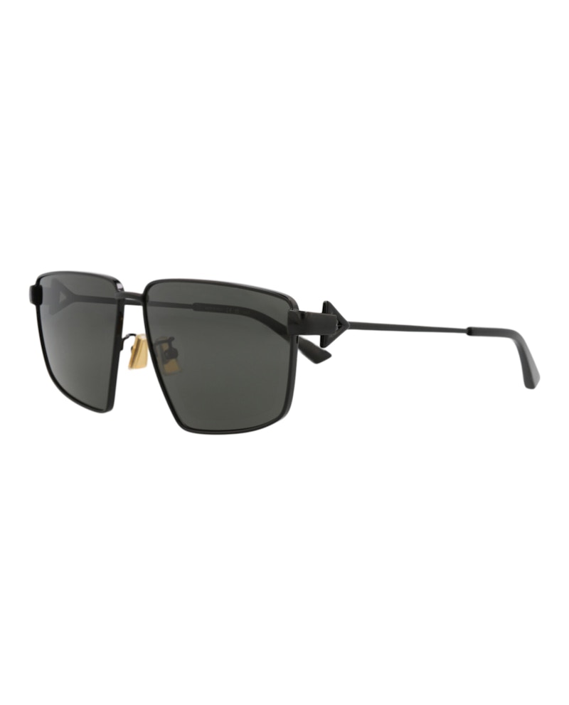 Bottega Veneta Square-Frame Metal Sunglasses Black Black Grey (BV1223S-30014273-001)