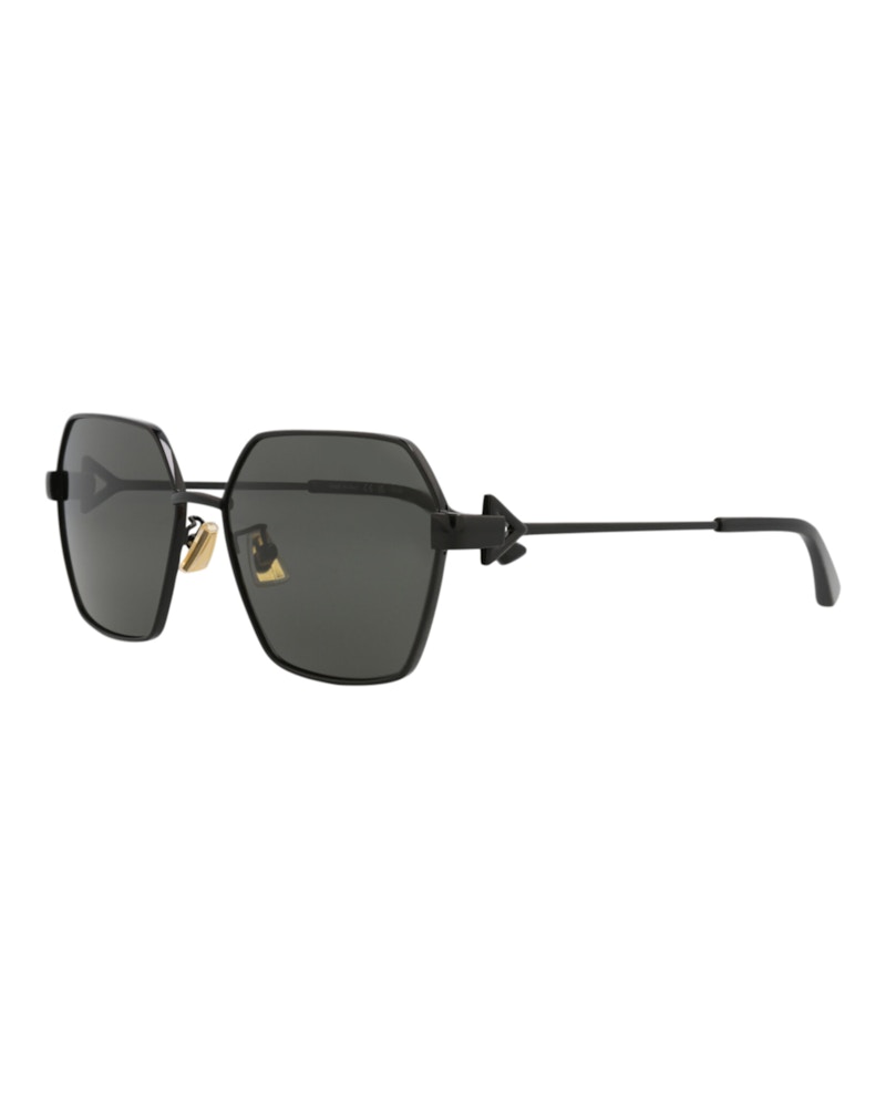 Bottega Veneta Square-Frame Metal Sunglasses Black Black Grey (BV1224S-30014275-001)