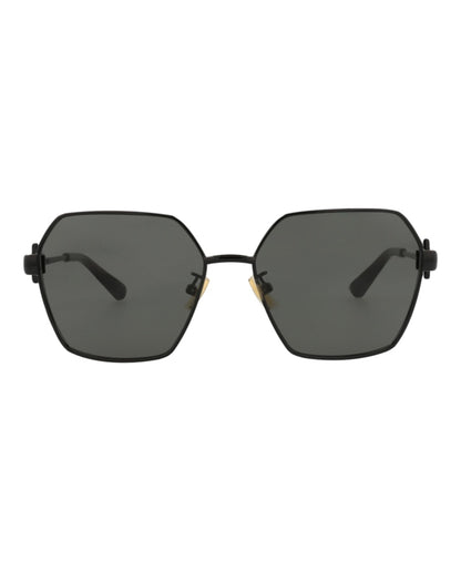 Bottega Veneta Square-Frame Metal Sunglasses Black Black Grey (BV1224S-30014275-001)