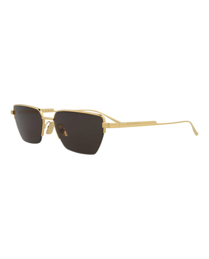 Bottega Veneta Square-Frame Metal Sunglasses Gold Gold Grey (BV1107S-30011010-004)