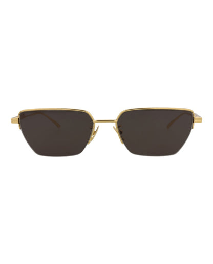 Bottega Veneta Square-Frame Metal Sunglasses Gold Gold Grey (BV1107S-30011010-004)