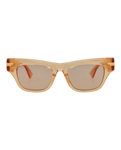 Bottega Veneta Square-Frame Recycled Acetate Sunglasses Orange/Orange/Brown (BV1122S-30011466-007)