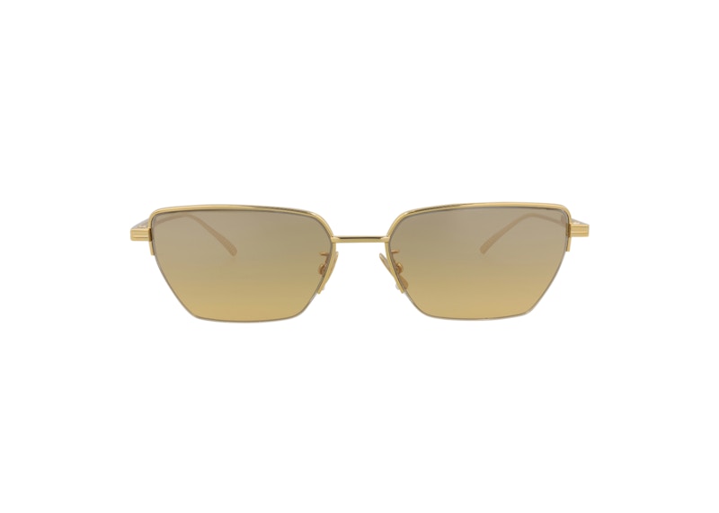 Bottega Veneta Square Rectangle Sunglasses Gold/Brown (BV1107S-30011010-002)