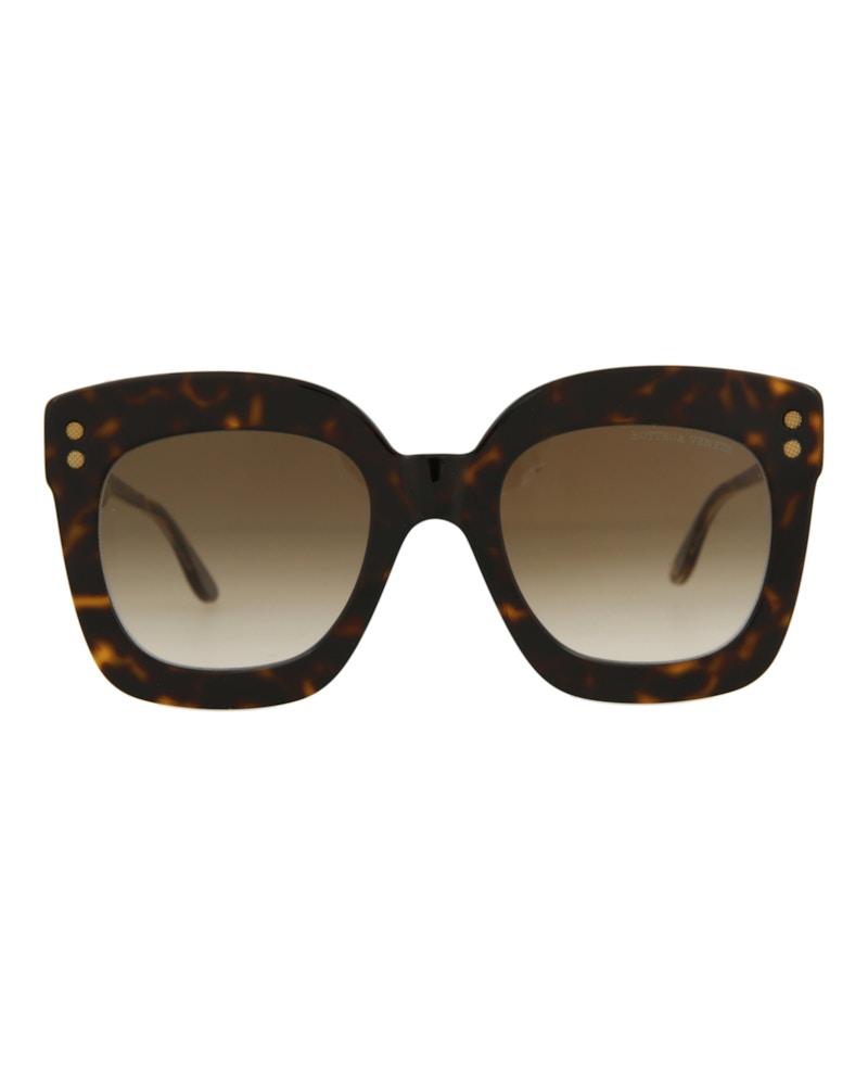 Bottega Veneta Square Rectangle Sunglasses Havana/Crystal/Brown (BV0238S-30006513-002)