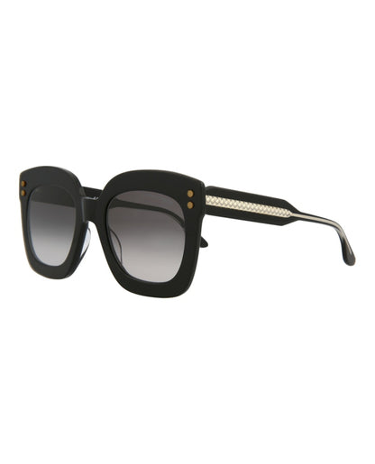Bottega Veneta Square Sunglasses Black/Crystal/Grey (BV0238S-30006513-001)