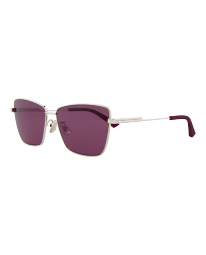 Bottega Veneta Square Sunglasses Silver/Silver/Violet (BV1195S-30013684-003)