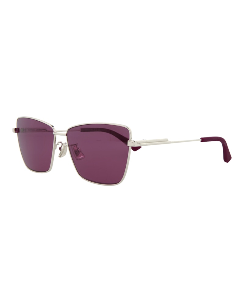 Bottega Veneta Square Sunglasses Silver/Silver/Violet (BV1195S-30013684-003)