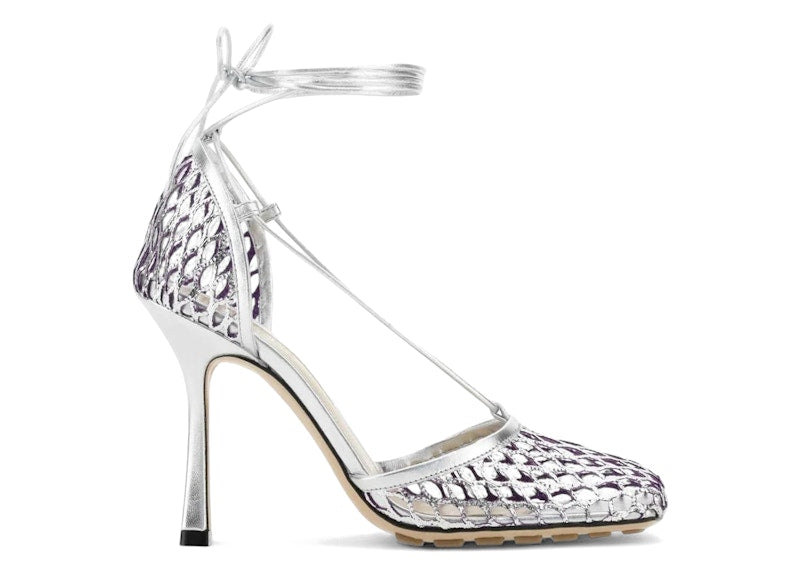 Bottega Veneta Stretched Lace-Up Sandals Silver (Women's)