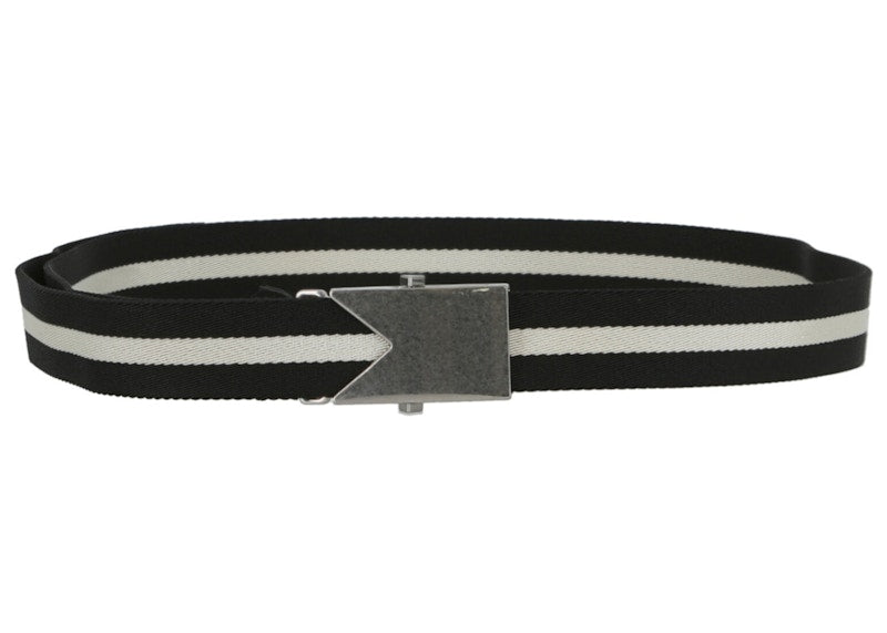 Bottega Veneta Striped Slide Buckle Belt Black