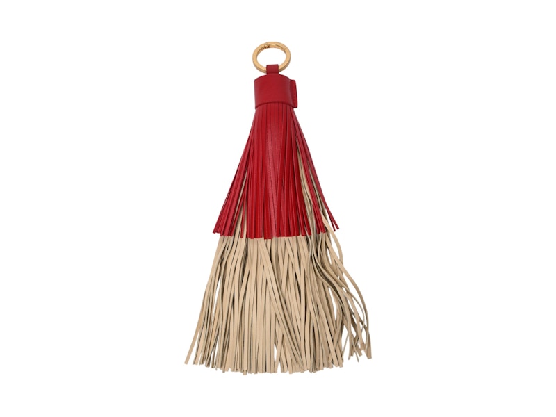 Bottega Veneta Tassel Bi-Color Leather Keychain Red/Beige