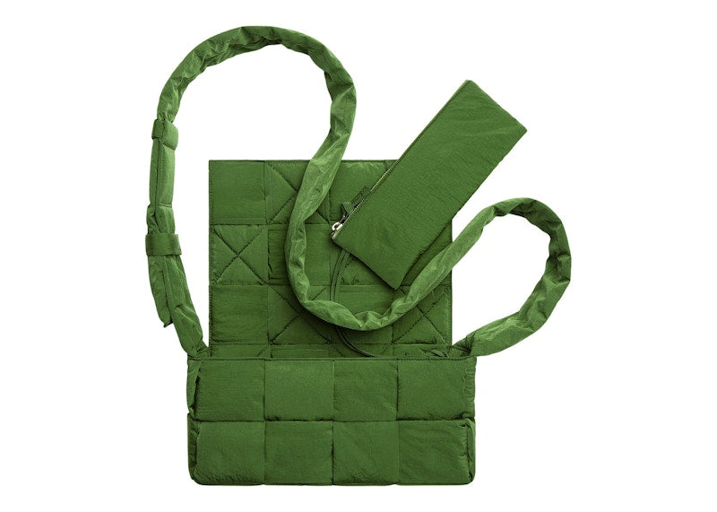 Bottega Veneta Tech Cassette Crossbody Bag Padded Intreccio Avocado