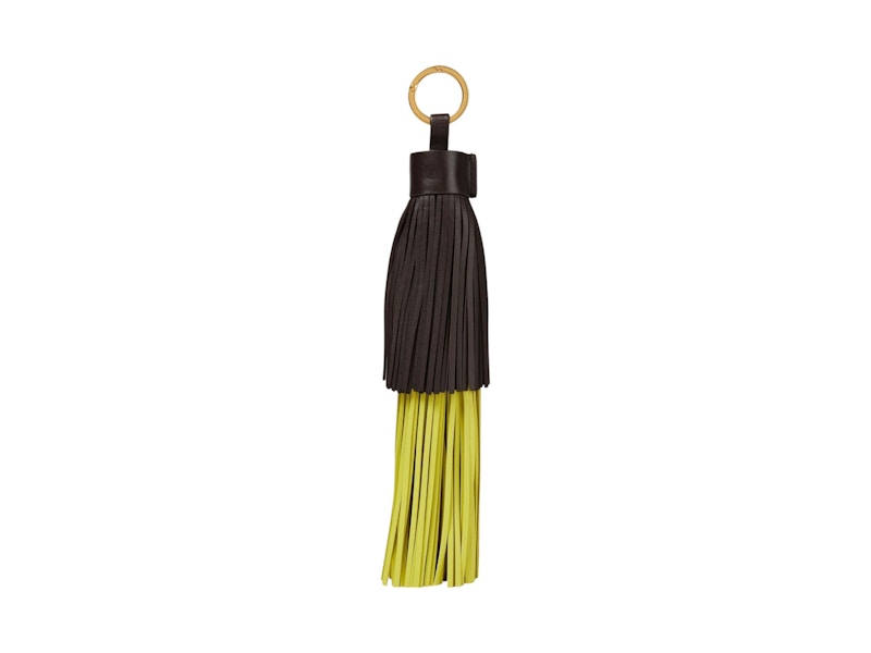 Bottega Veneta Tesla Two Tone Leather Keychain Brown/Yellow