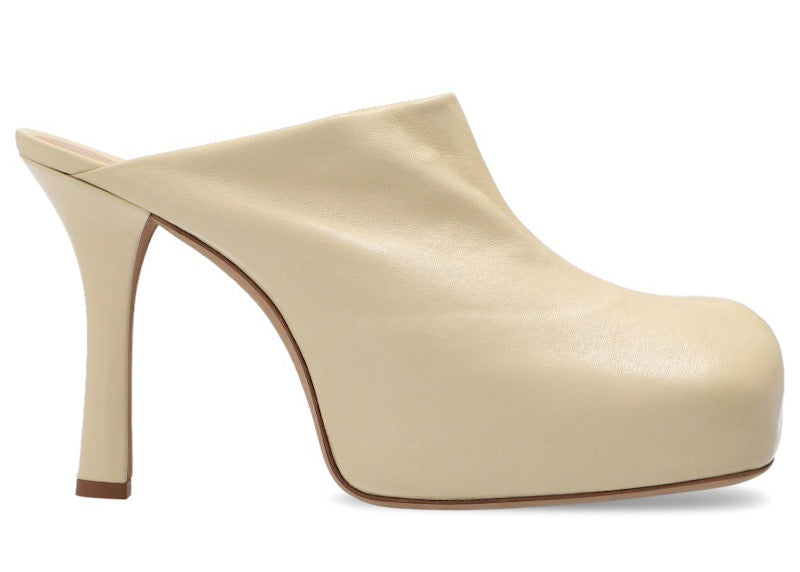 Bottega Veneta The Bold Square Toe Leather Platform Mule Cream (Women's)