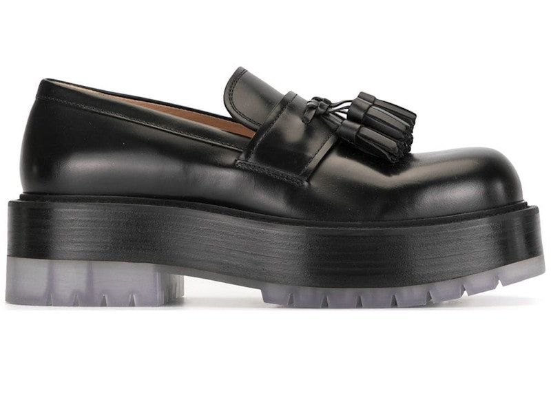 Bottega Veneta The Stilt Tasselled Platform Leather Loafer Black