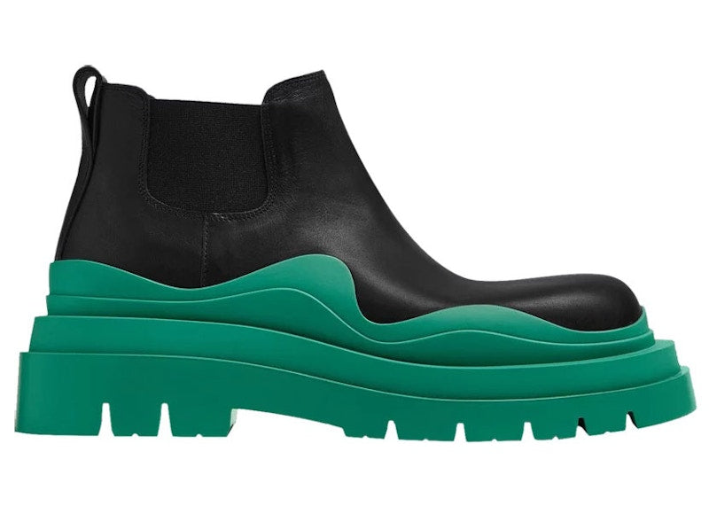 Bottega Veneta Tire Boot Mid Black Acid Turquoise