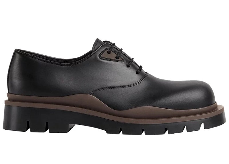 Bottega Veneta Tire Lace Up Leather Shoes Black