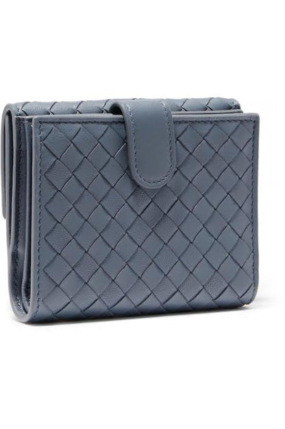 Bottega Veneta Tourmaline Wallet Nappa Intrecciato Lambskin Mini Dark Blue