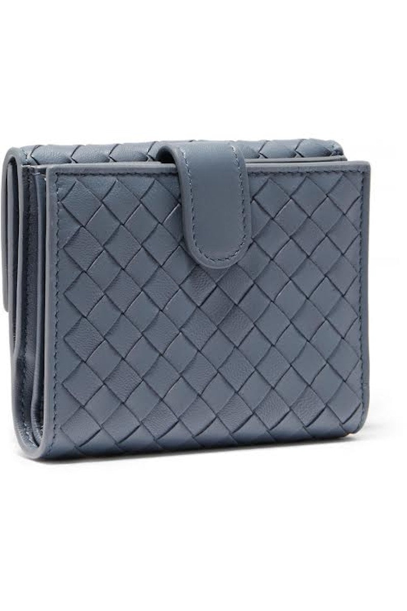 Bottega Veneta Tourmaline Wallet Nappa Intrecciato Lambskin Mini Dark Blue
