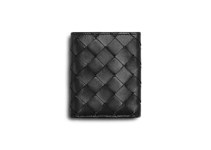 Bottega Veneta Tri Fold Wallet Small Intrecciato Black