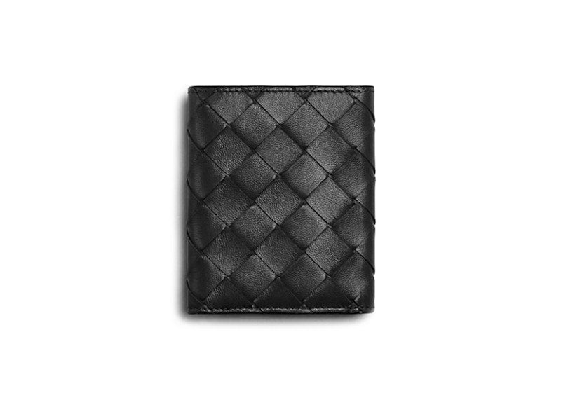 Bottega Veneta Tri Fold Wallet Small Intrecciato Black