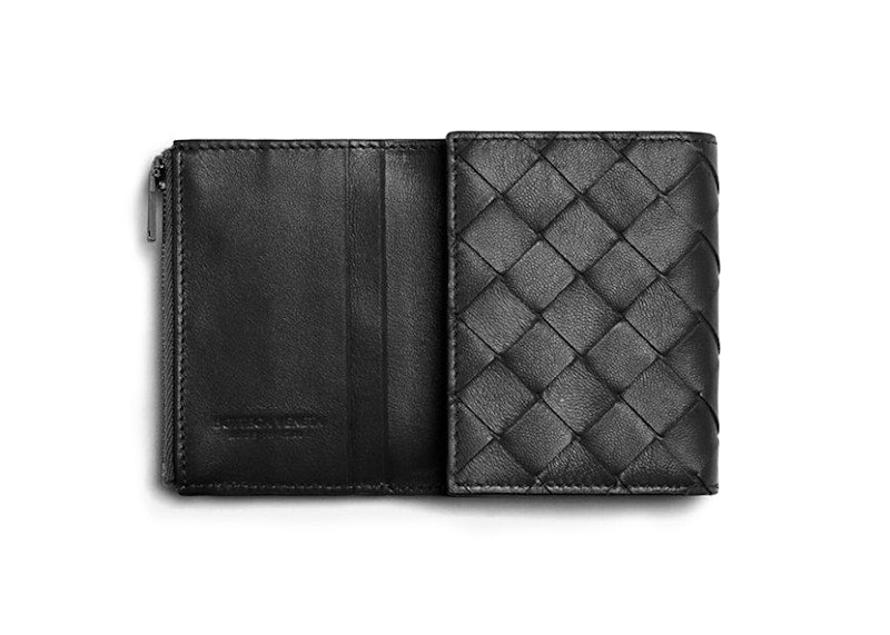 Bottega Veneta Tri Fold Wallet Small Intrecciato Black