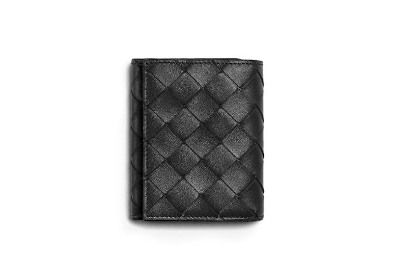 Bottega Veneta Tri Fold Wallet Small Intrecciato Black