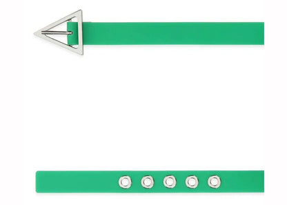 Bottega Veneta Triangle Logo Buckle Rubber Belt Green