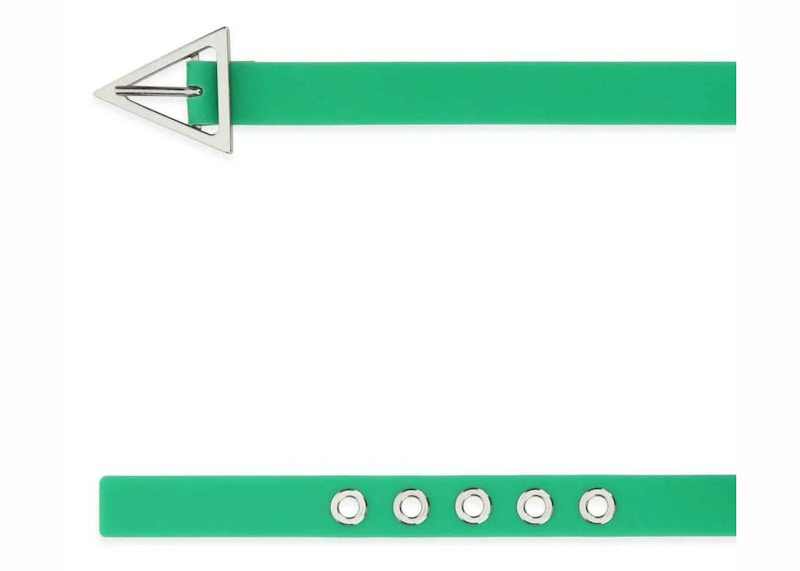 Bottega Veneta Triangle Logo Buckle Rubber Belt Green