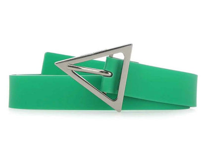 Bottega Veneta Triangle Logo Buckle Rubber Belt Green