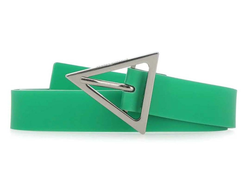 Bottega Veneta Triangle Logo Buckle Rubber Belt Green