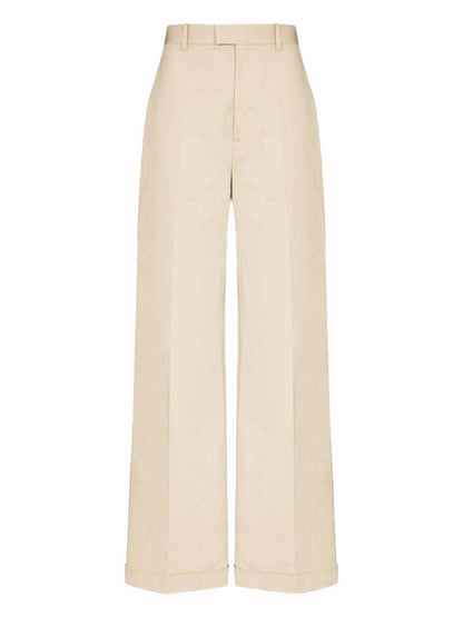 Bottega Veneta Wide Leg with Turn-Up Cuffs Trousers Cream