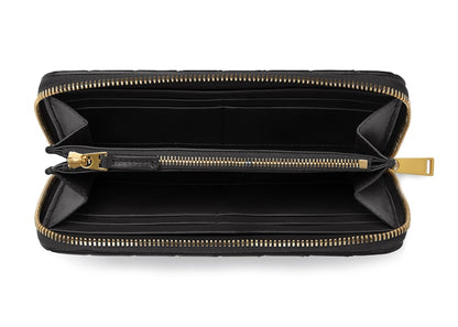 Bottega Veneta Zip Around Wallet Intrecciato Nero