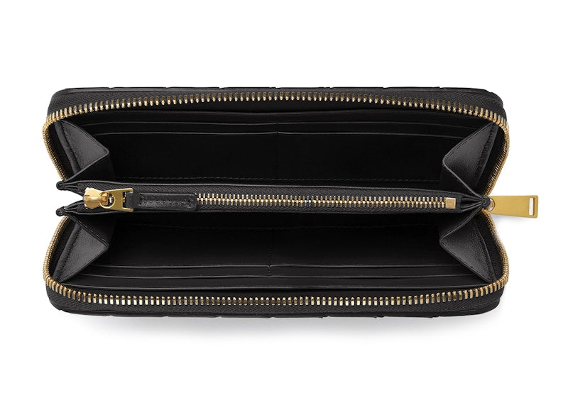 Bottega Veneta Zip Around Wallet Intrecciato Nero
